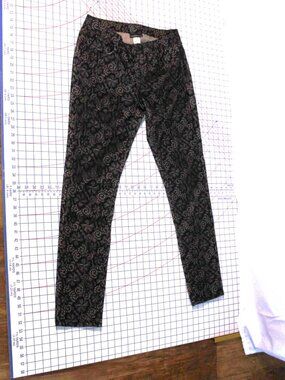Metaphor Black Floral Lace Overlay Jeans, Size 8